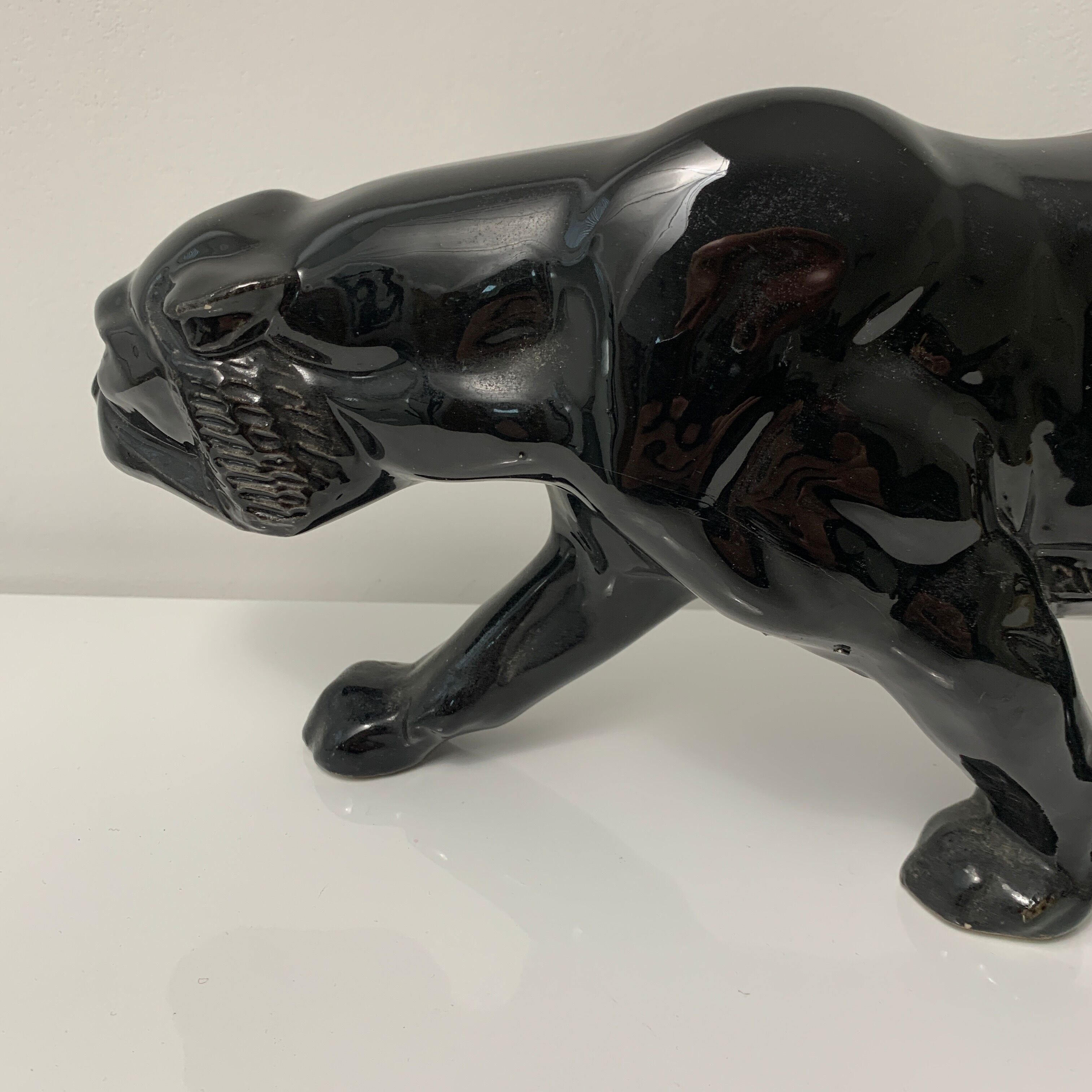 Black ceramic tiger art deco style