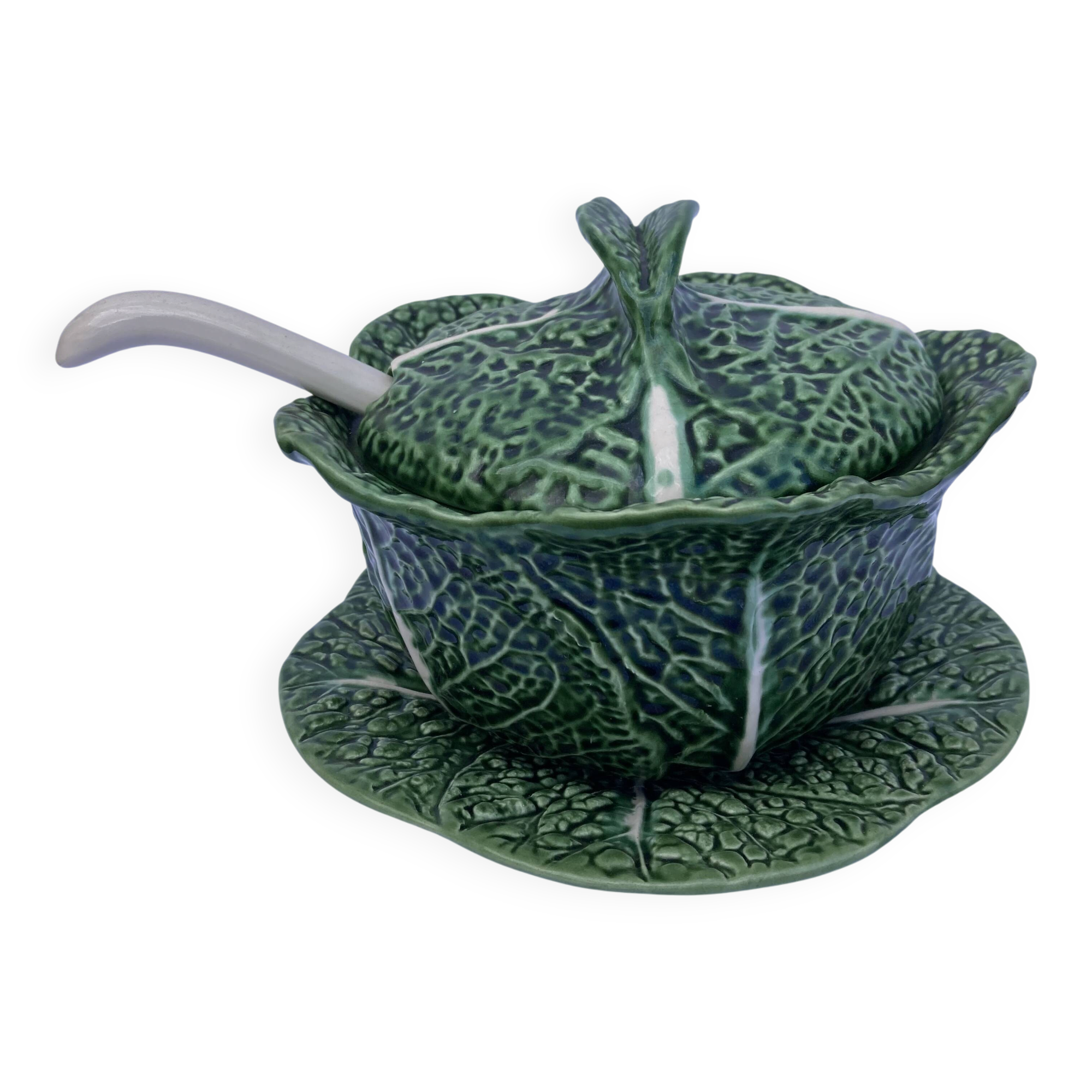 Vintage ceramic soup tureen in the shape of a cabbage.