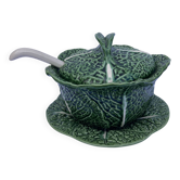 Vintage ceramic soup tureen in the shape of a cabbage.