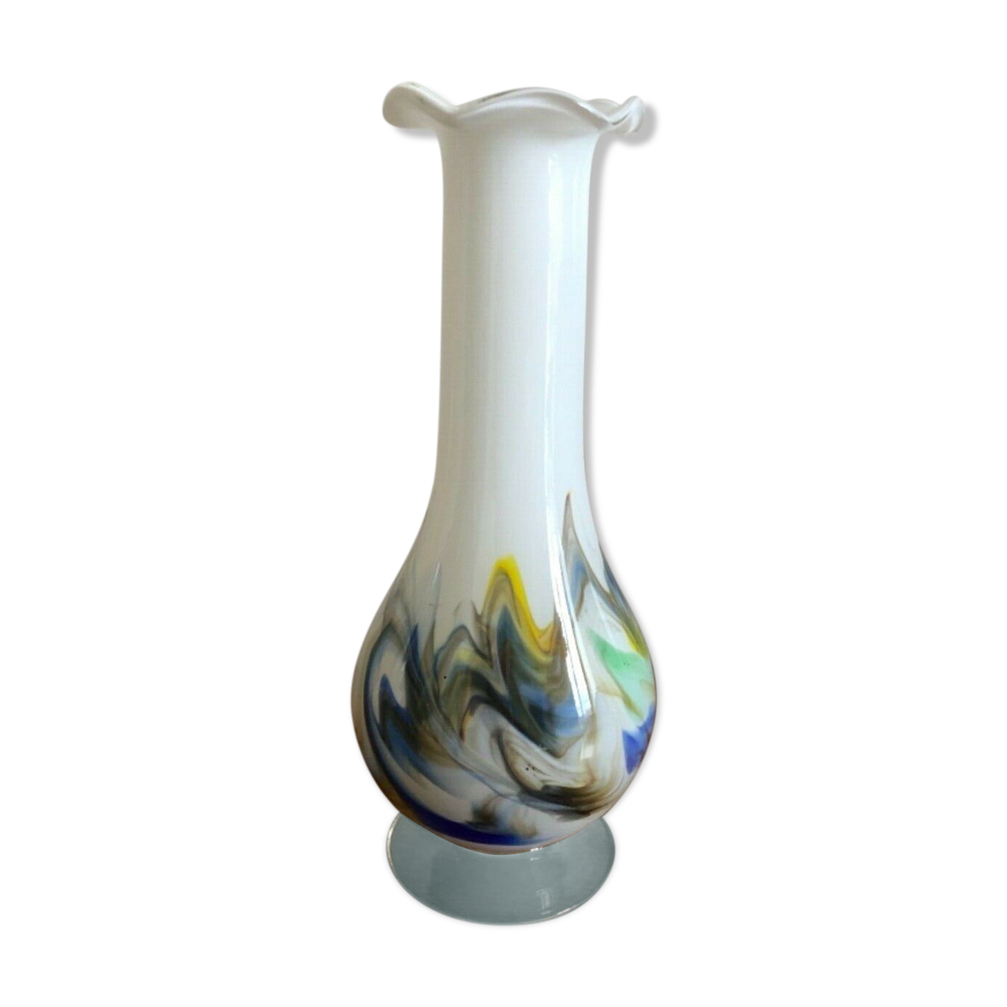 Vintage sticker vase flame opaline glass
