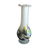 Vase collerette vintage flamme verre opaline