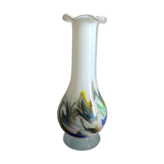 Vase collerette vintage flamme verre opaline