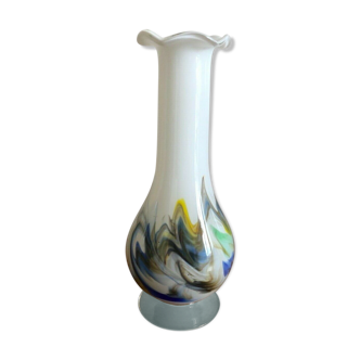 Vintage sticker vase flame opaline glass
