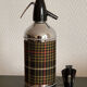 Old vintage siphon Scottish fabrics kitsch of the brand "auto-siphon" Paris.