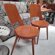 Pair of Scandinavian chairs with round seats, 1950s