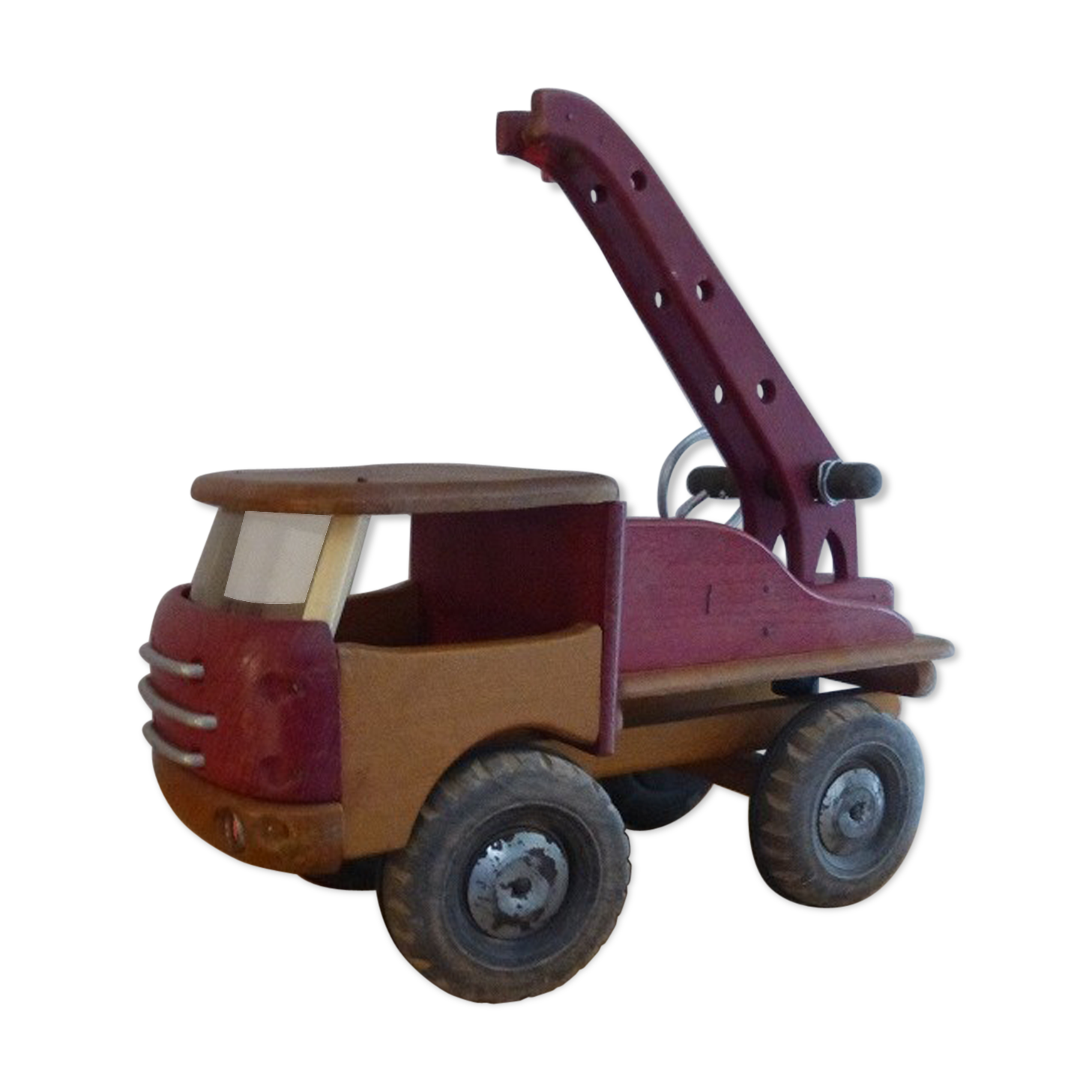 Camion Plateau En Bois Dejou Années 60 – Longueur 41 Cm – Jouet Vintage France