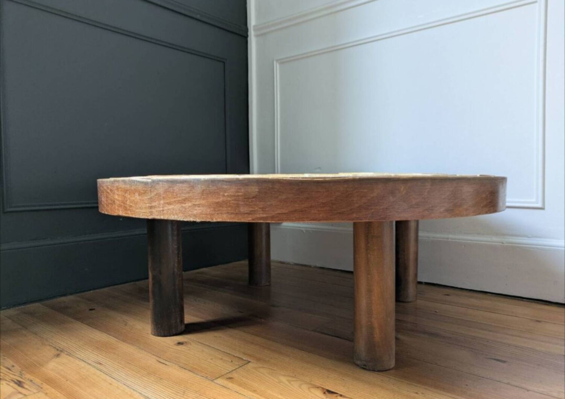 rare table basse ''ronde'' Vallauris par Raymonde Leduc.