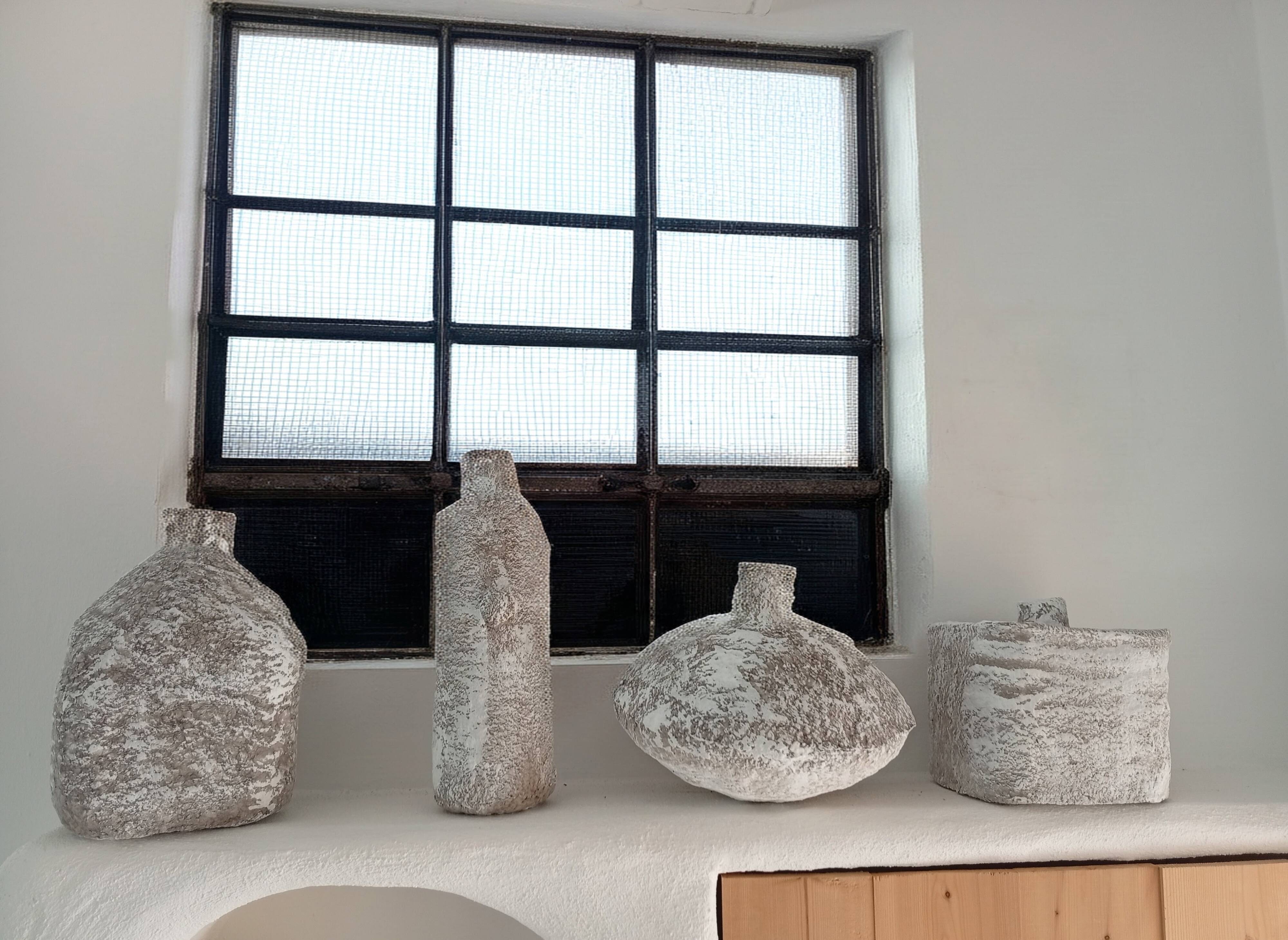 Lot de 4 vases sculpturaux esprit minéral Boho