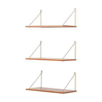 Danish mid-century floating shelves in teak, set of 3, 1960s