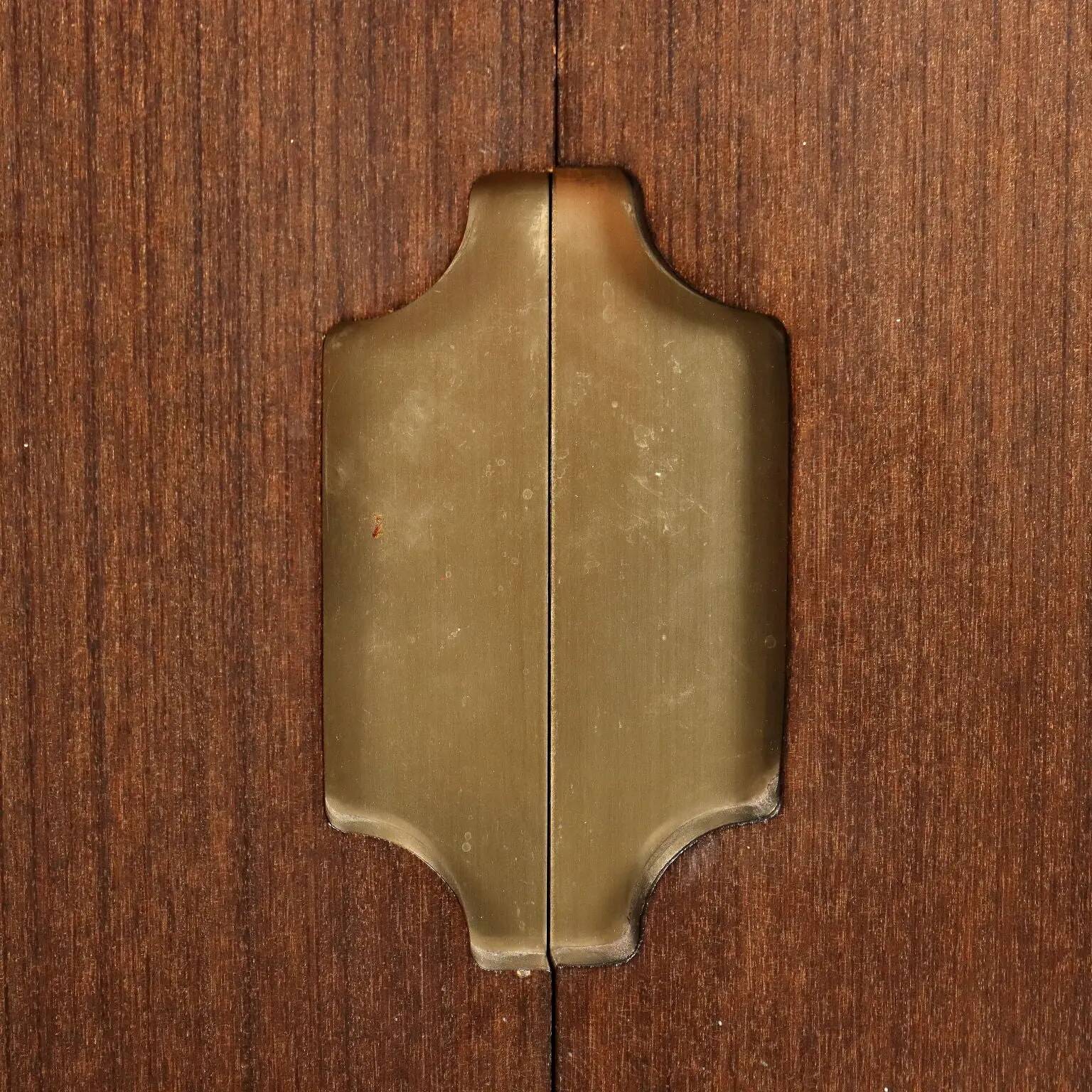 1960s vintage placard in aluminium and exotic wood
