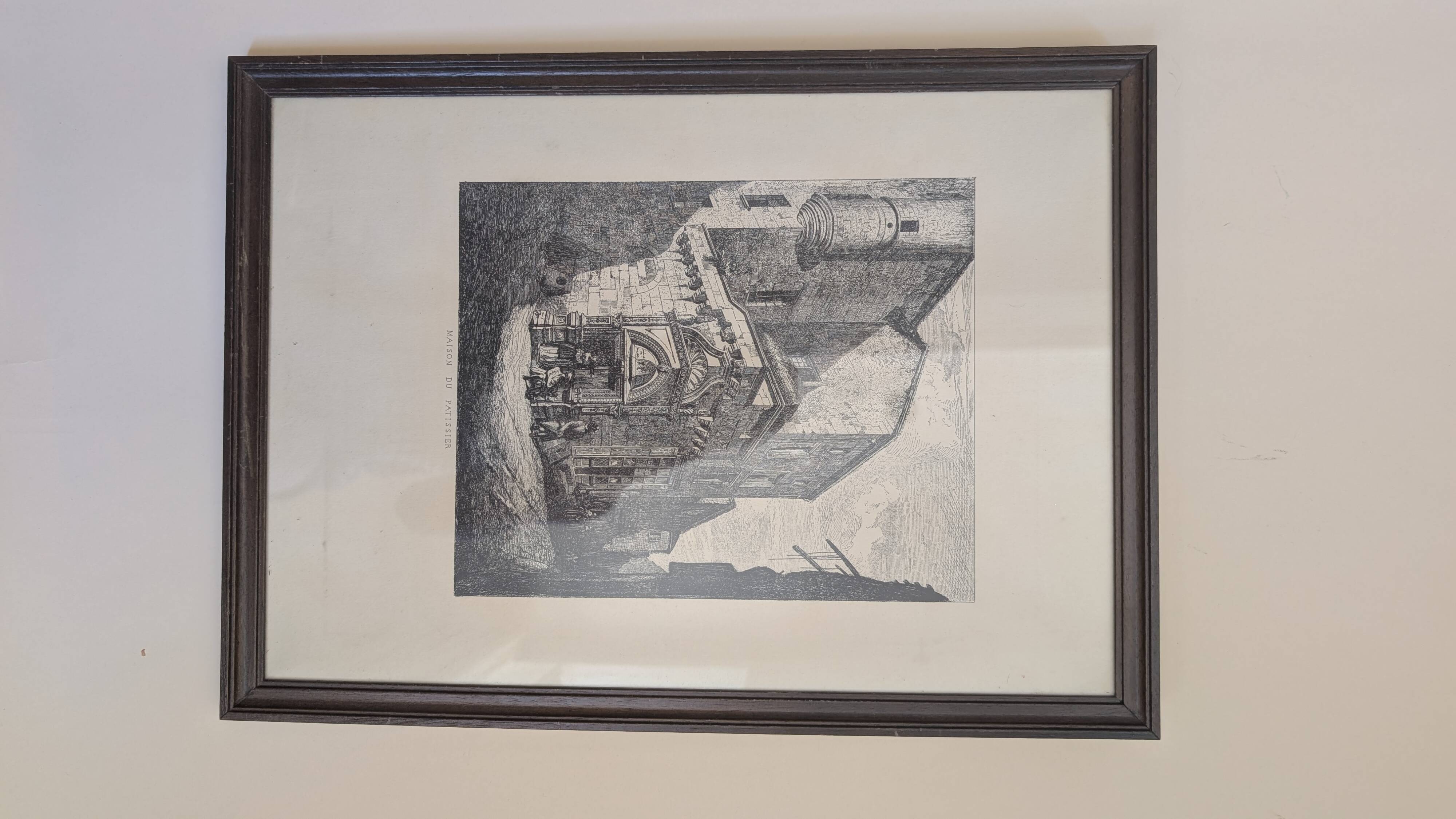 Framed antique engraving — "House of the Pastry Chef"