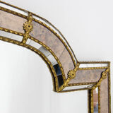 Miroir multi-facettes avec guirlandes en laiton, France, années 1970