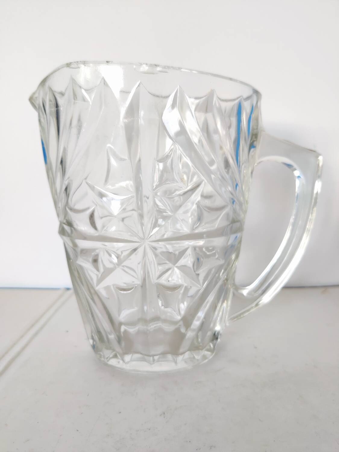 Vintage 1960s thick glass carafe pitcher