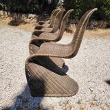 6 vintage rattan chairs dlg Verner PANTON