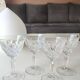 Lot 4 x White wine glasses with flared necks. Crisscross/water drop patterns..