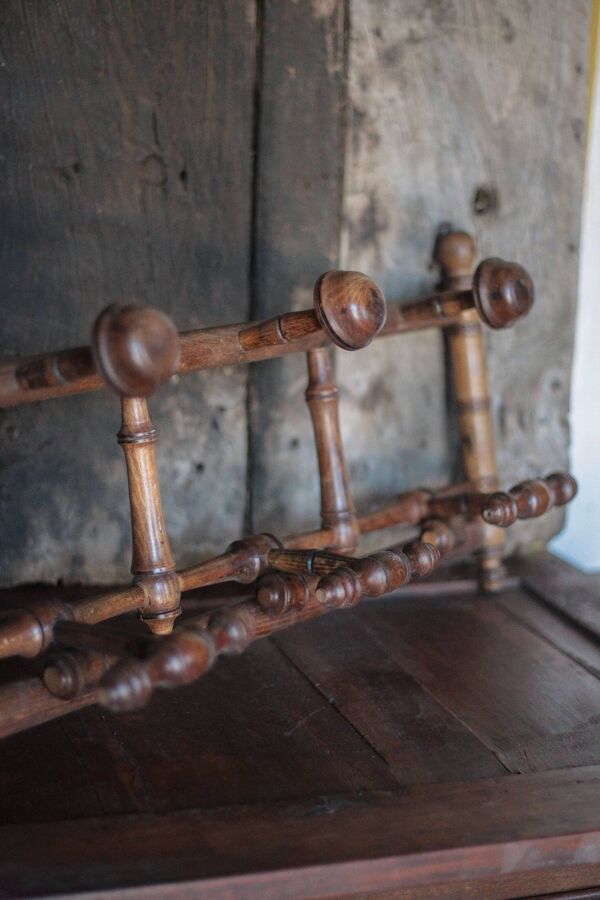 Porte-manteau bois imitation bambou, porte-manteau mural vintage, patères