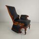 Fauteuil de bibliothèque ancien du XIXe siècle par Horrix – cuir noir