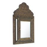 French copper Art Deco wall cabinet with beveled mirror, 1930s