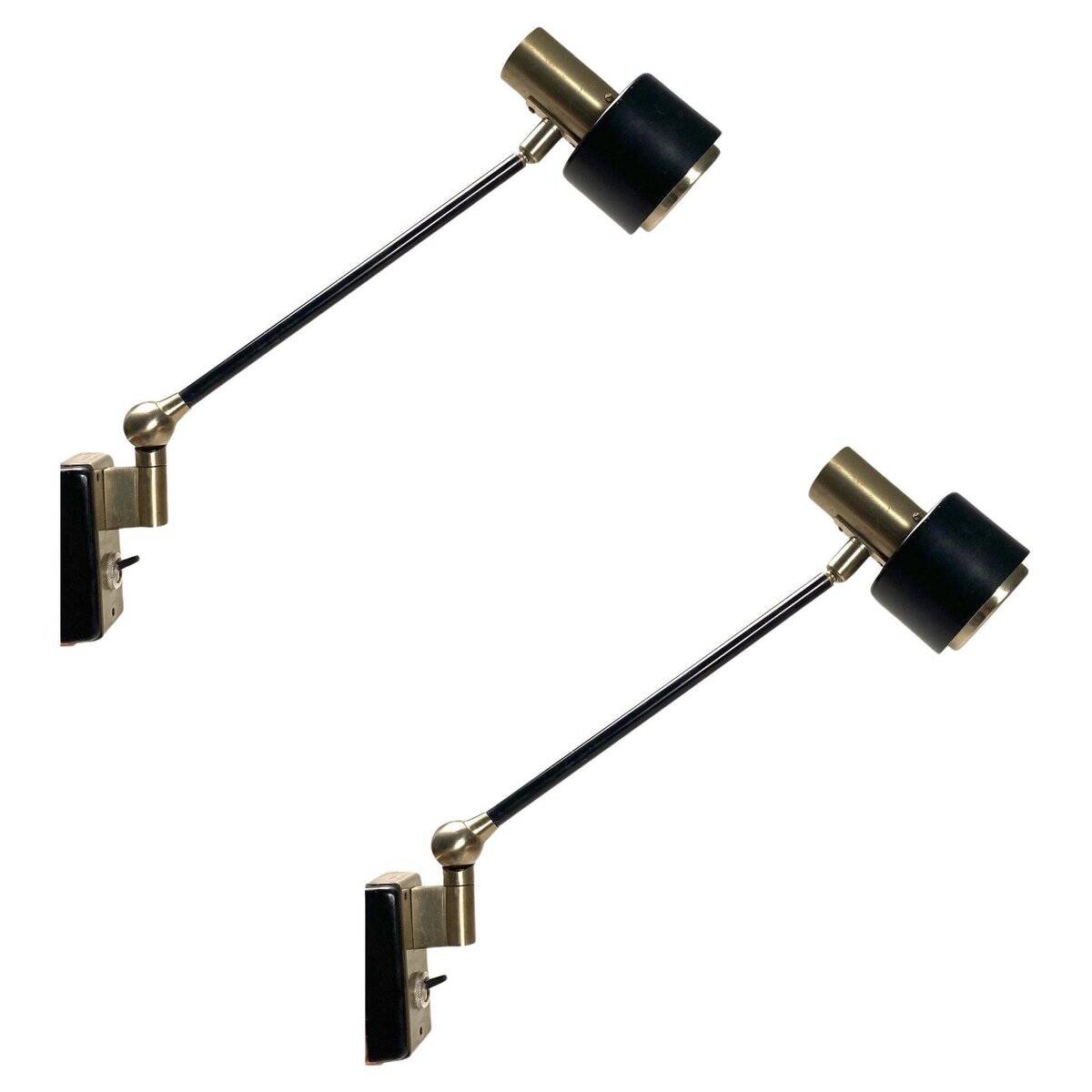 Adjustable Metal Wall Lights, 1950, Set of 2