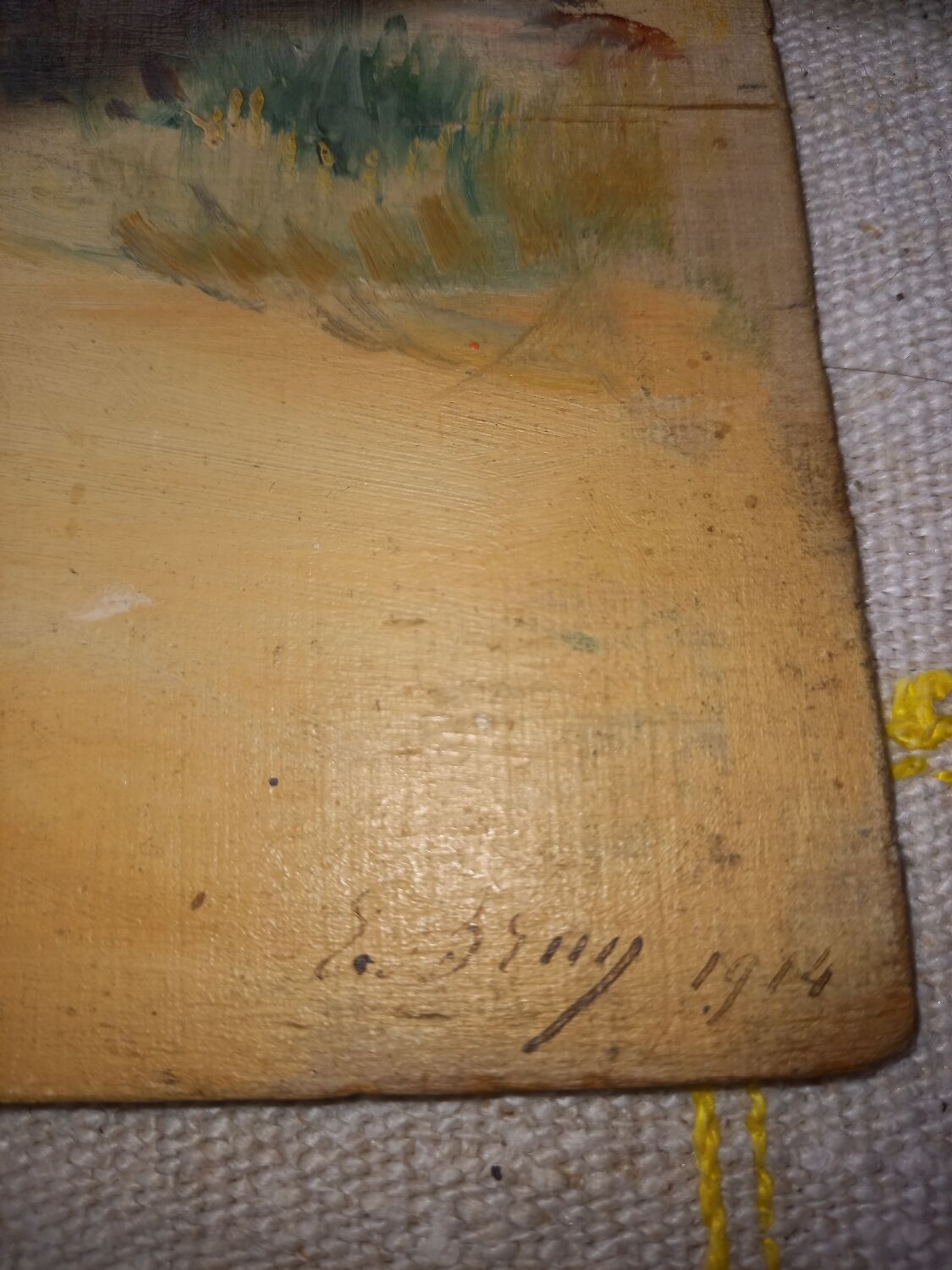 Oil on wood village on the Kermorvan peninsula, Morbihan