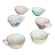 A set of 6 cups Colours Flowers Digoin Céranord Saint Amand