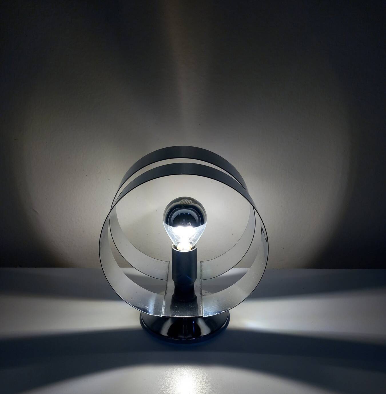 Vintage Table Lamp • Rings • Steel • Space Age • 1970