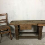 Old workbench in raw solid oak 1920