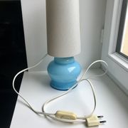 Lamp with blue opaline feet and textured conical lampshade 60s-70s