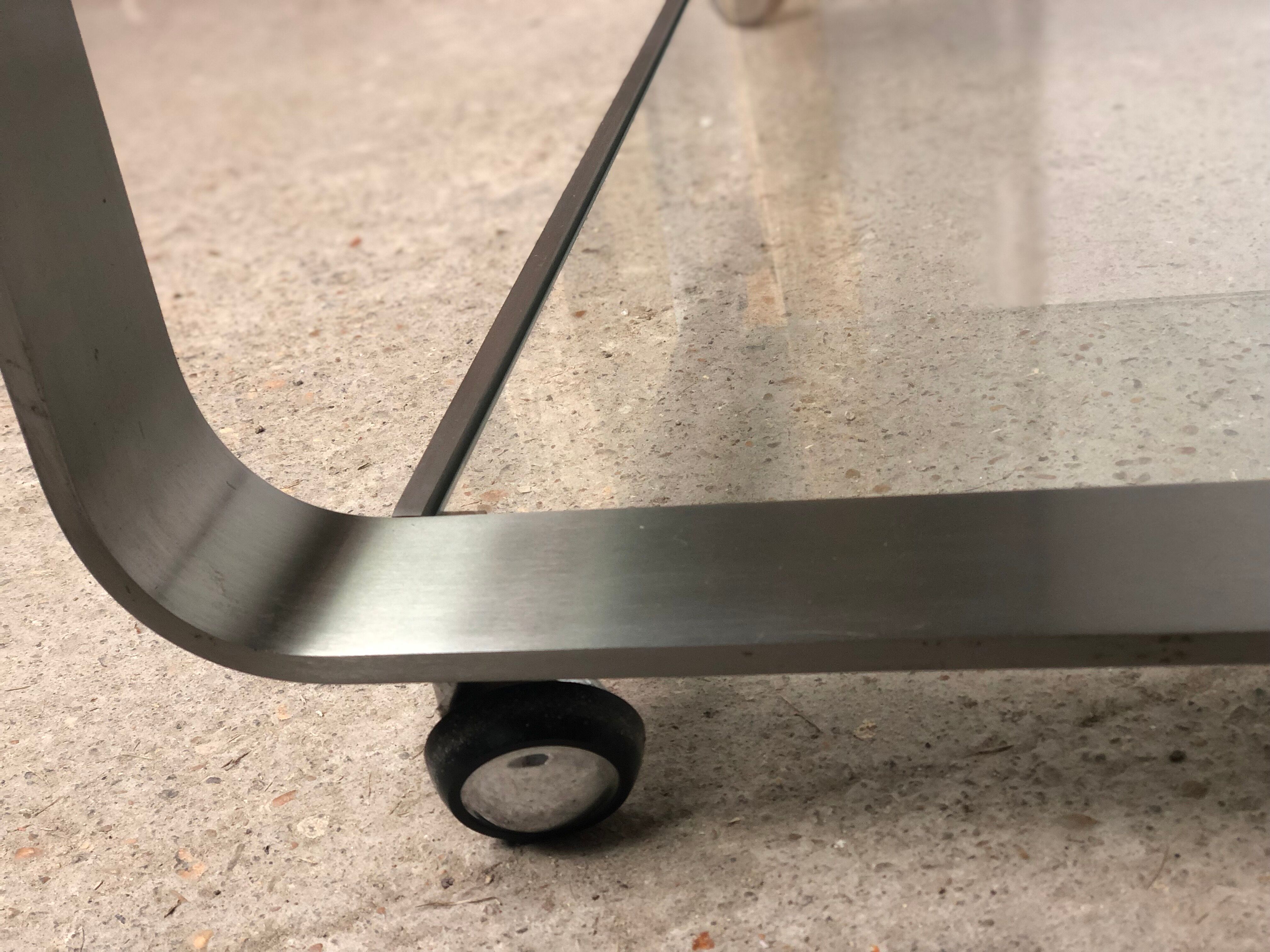 Coffee table in brushed chrome aluminum vintage 1970