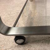 Table basse en aluminium chromé brossé vintage 1970
