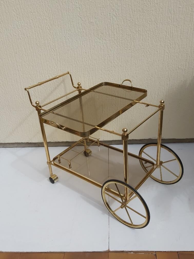 Rolling dessert brass removable tray 70s