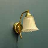 Danish wall lamp, brass and glass