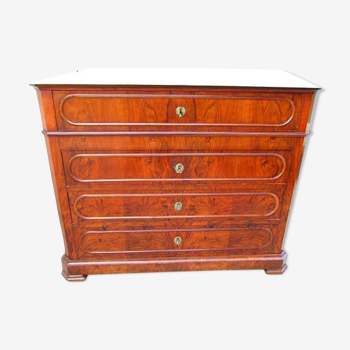 Commode secrétaire Louis Philippe en noyer et loupe