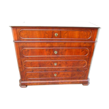 Chest of drawers secretary Louis Philippe in walnut and magnifying glass
