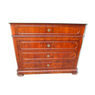 Chest of drawers secretary Louis Philippe in walnut and magnifying glass