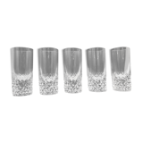 lot de 5 verres à vodka en cristal, pied taillé