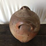 Terracotta jar with double handle vintage kitchen decoration