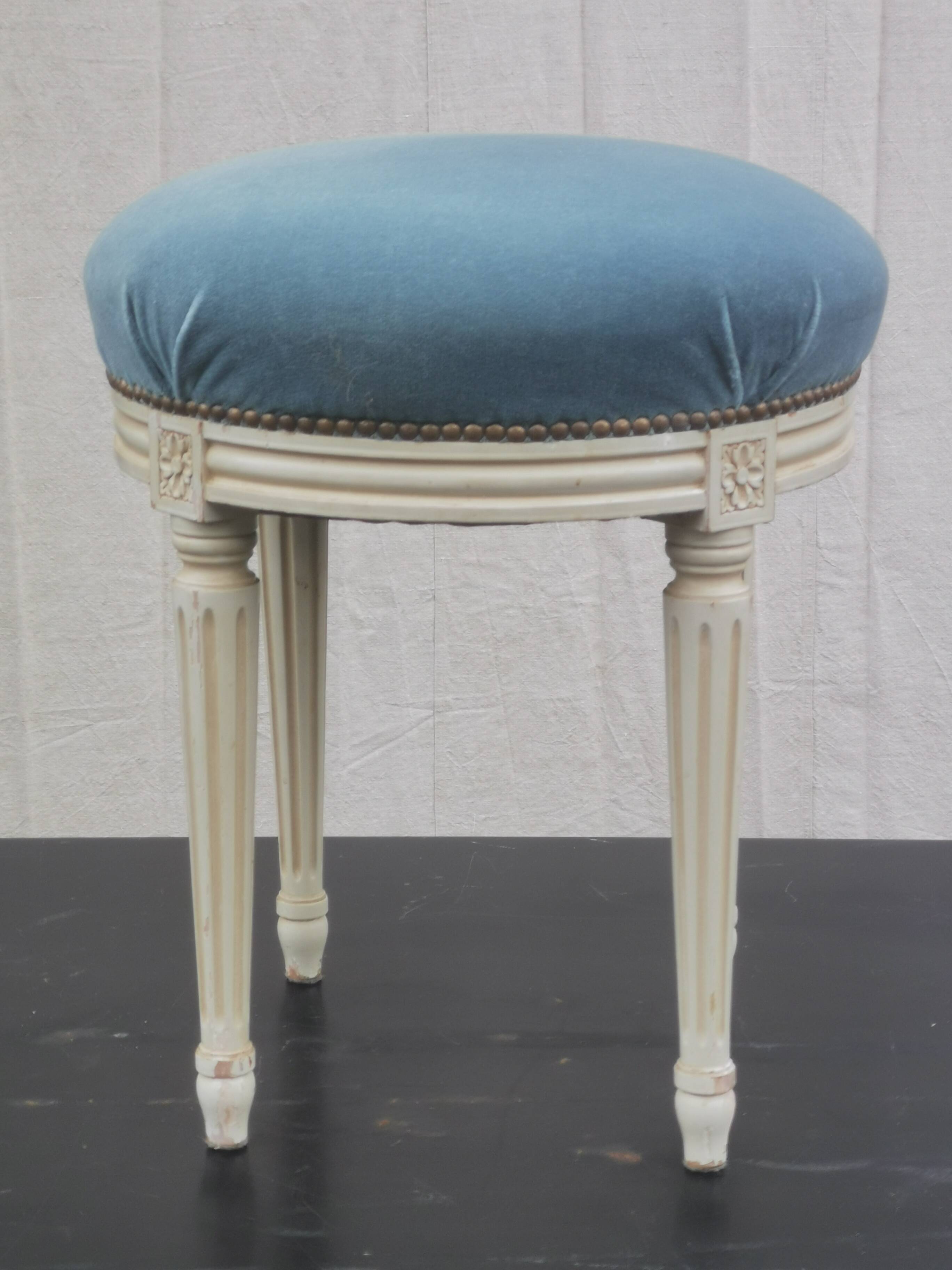 “Louis xvi” style upholstered stool