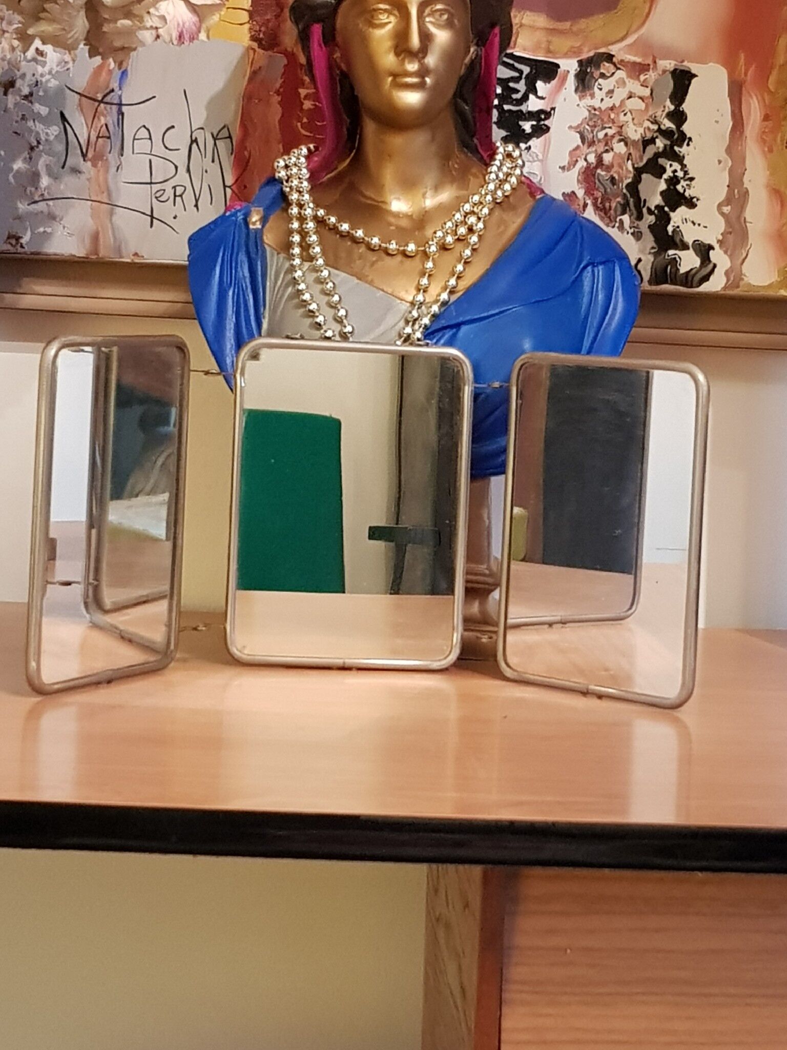 Barber triptych mirror 13x18cm