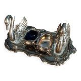 Set salt shaker Pepper boxes metal and swan glass dp 012336