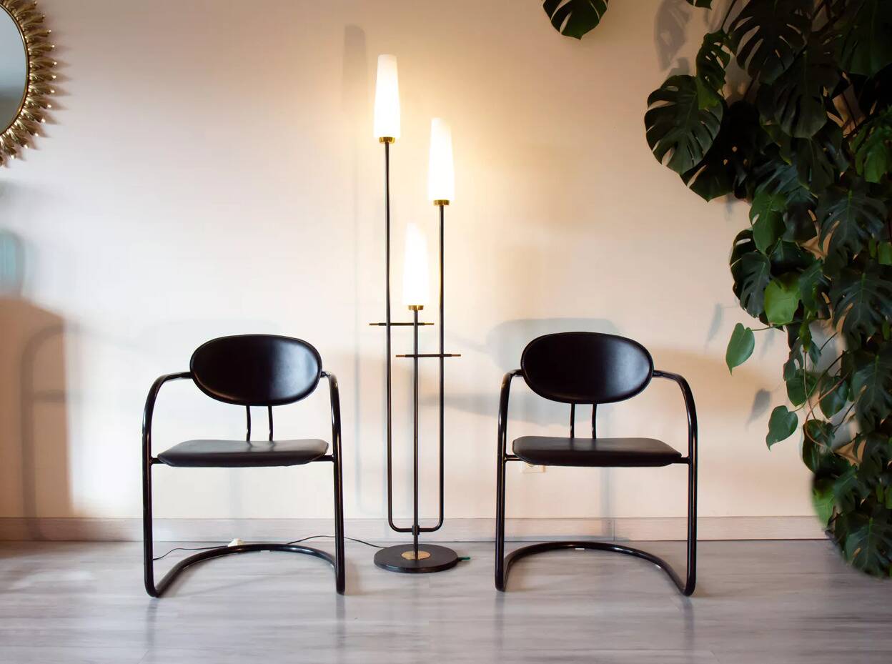 Paire de fauteuils Bauhaus tubulaires Effezeta — Italie, 1980