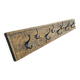 Teak coat rack with 10 double cast iron hooks