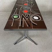 Mid-century coffee table – ceramic and chrome