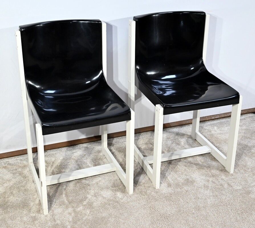 Pair of Lacquered Wooden chairs, signed P.Gautier -1960