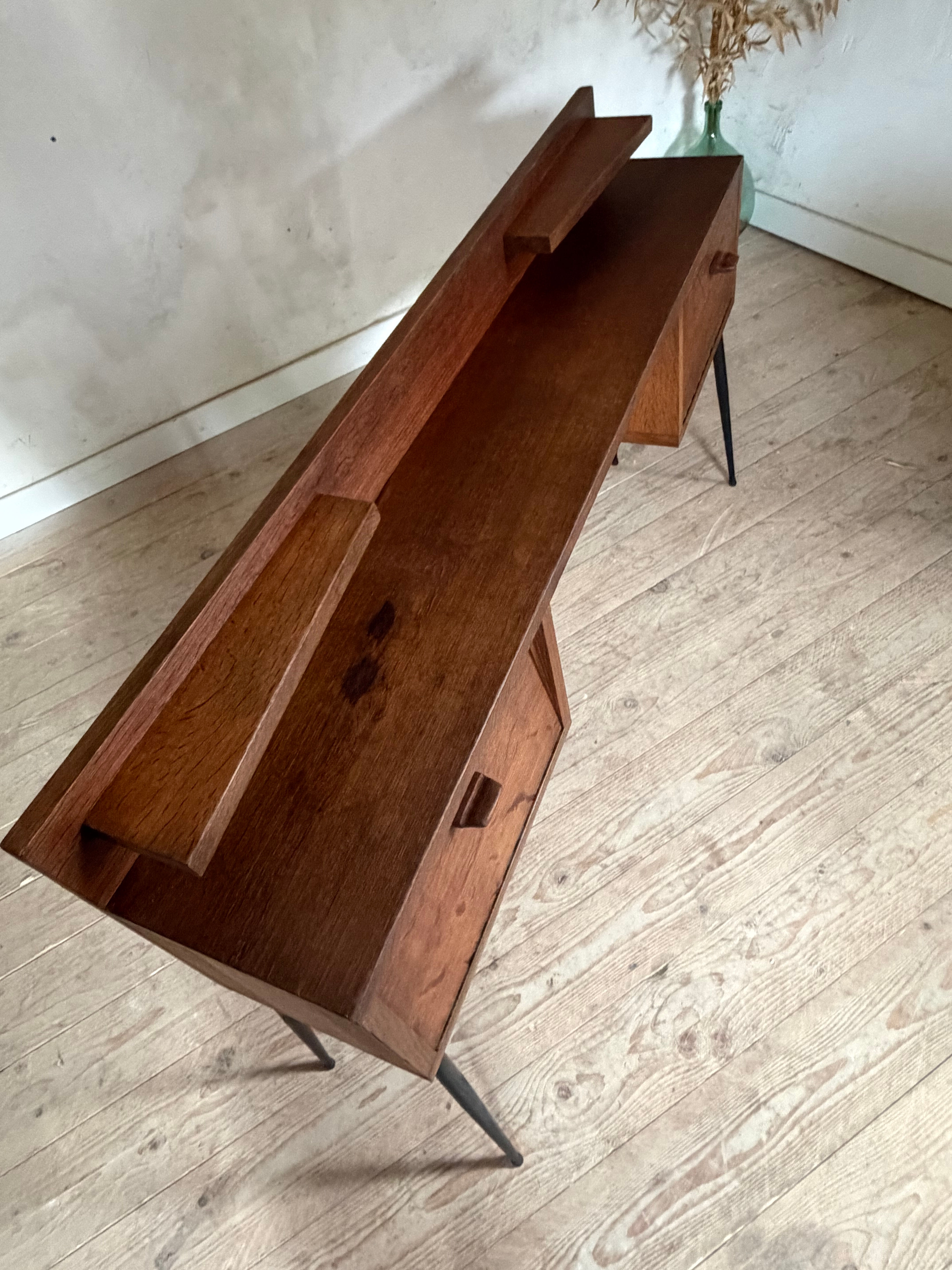 Vintage oak console desk