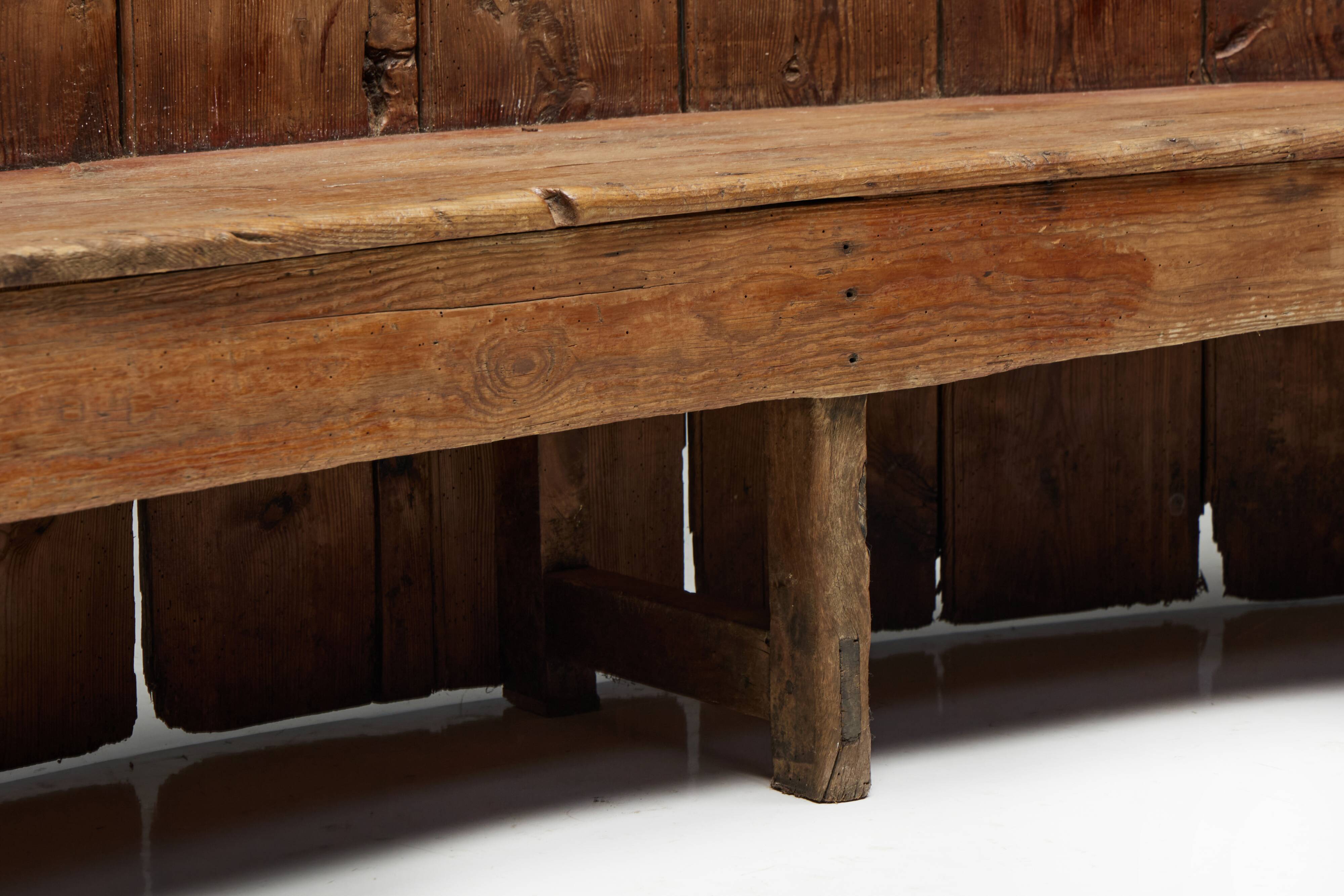 Rustic High-Back Tavern Settle, England, 18th Century