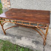 Table de cuisine à repas en rotin vintage