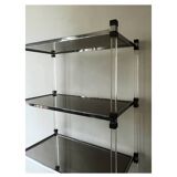 Hollis Jones plexiglass, brass & smoked glass bookcase, 1970 design