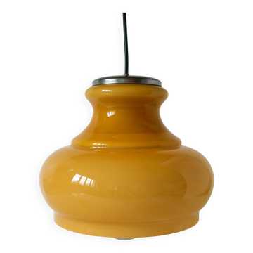 Suspension en opaline jaune avec arc en métal, Design, 1970