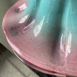 Plat céramique bleu et rose